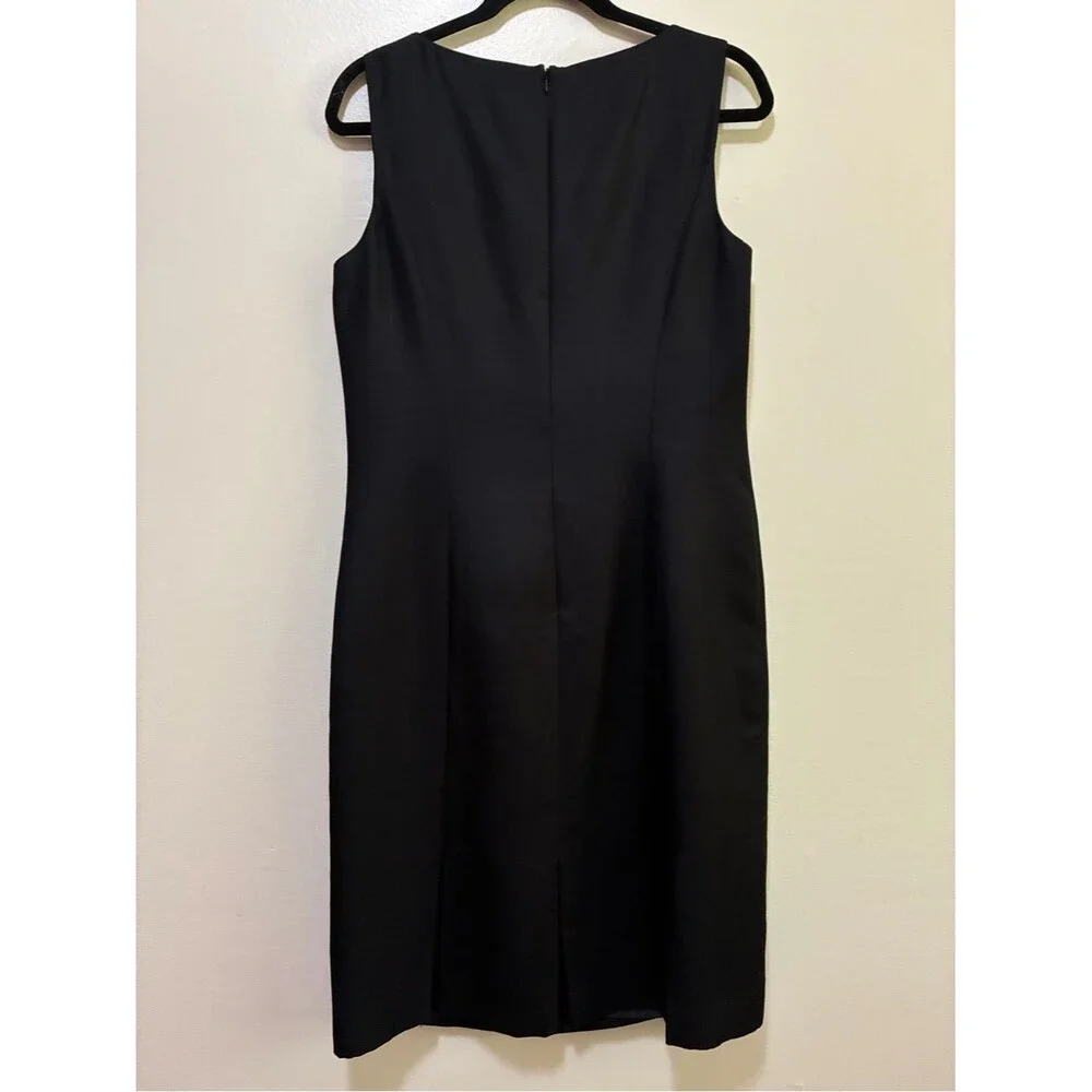 Talbots Silk Wool Classic Black Sleeveless Sheath Dress size 10
